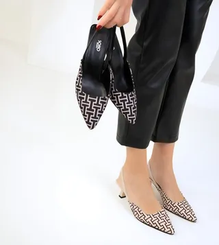 Printed Slingback Pumps