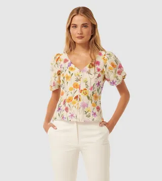 CHARLOTTE Printed Short Sleeves Top