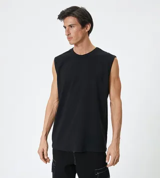 Solid Sleeveless Oversized T-Shirt
