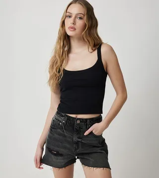 Ribbed Scoop Neck Tank Top