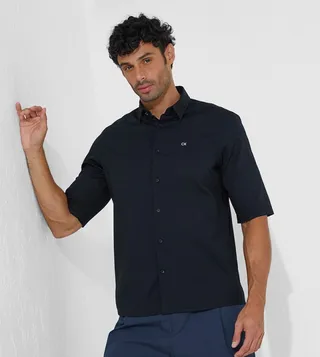 Short Sleeve Stretch Poplin Shirt