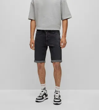 Pepper Wash Tapered-Fit Denim Shorts