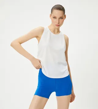 Solid Crew Neck Active Tank Top