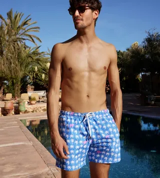 Printed Drawstring Waist Swim Shorts