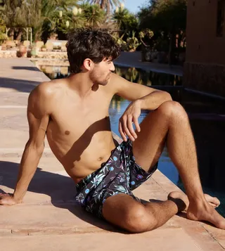 Printed Drawstring Waist Swim Shorts