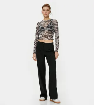 Patterned See-Through Crop Top