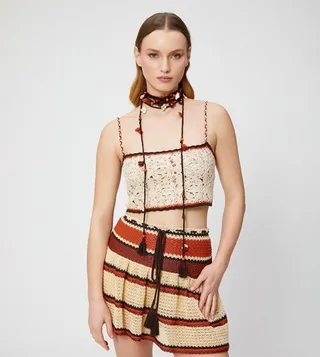 Crochet Braided Strap Crop Top