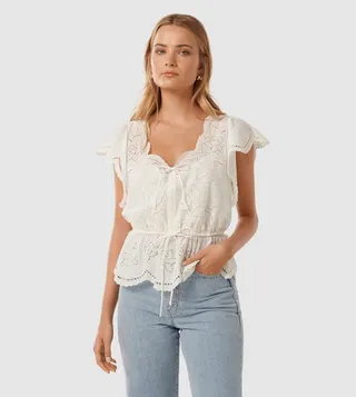 EMMY Embroidered Short Sleeves Top
