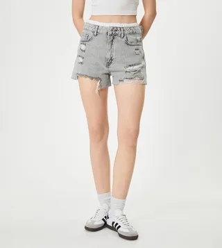Ripped Denim Shorts