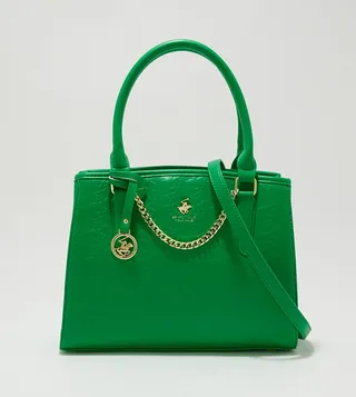 Logo Monogram Patterned Satchel Bag