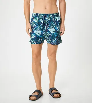 Printed Drawstring Waist Swim Shorts