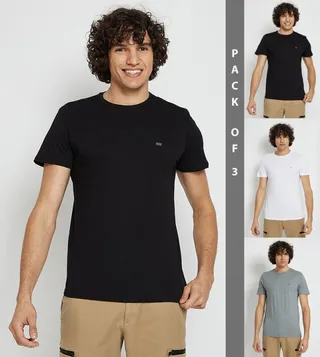 Pack of 3 Logo Printed Short Sleeves T-Shirts