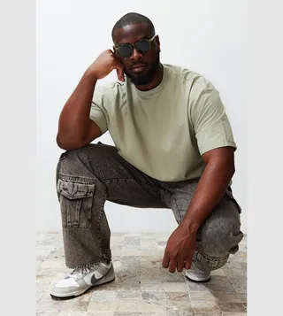 Plus & Tall Solid Crew Neck Oversized T-Shirt