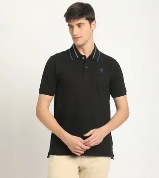 Logo Embroidered Contrast Trim Polo T-Shirt