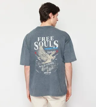 Plus & Tall Printed Back Oversized T-Shirt