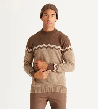 Color Block Mock Neck Sweater