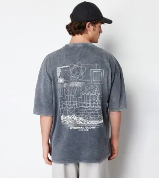 Printed Back Crew Neck T-Shirt