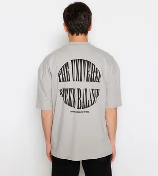 Printed Back Crew Neck T-Shirt