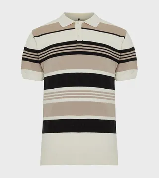 Striped Knitted Polo T-Shirt