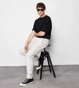 Drawstring Waist Straight Fit Trousers