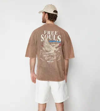 Printed Back Oversized T-Shirt
