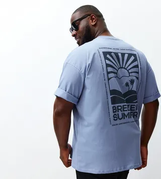 Plus & Tall Back Printed Crew Neck Oversized T-Shirt