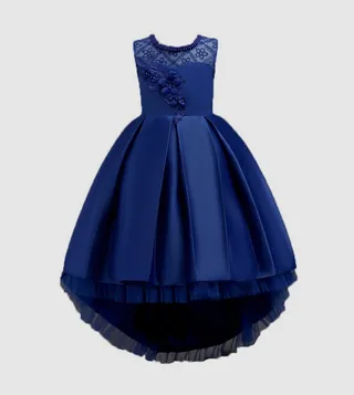 Long Tail Embellished Pleated Dress
