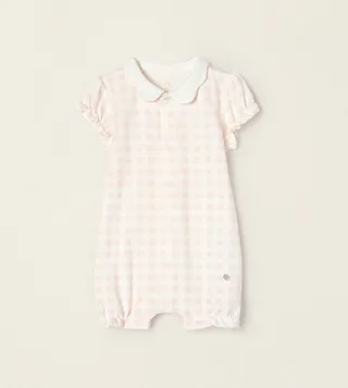 Checked Short Sleeves Romper