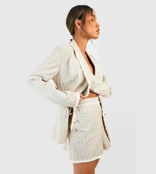 Linen Look Frayed Edge Tailored Shorts