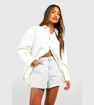 Raw Hem Bleach Wash Denim Shorts