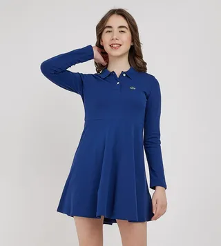 Logo Embroidered Polo Neck Dress