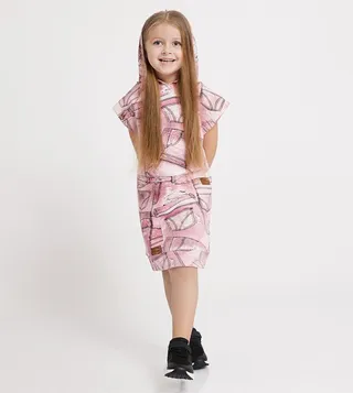 Printed Sleeveless Hooded Sweatdress