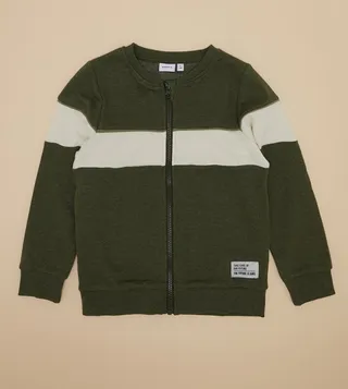MNULLE Color Block Zip-Through Cardigan
