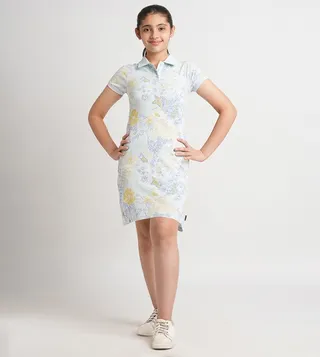 Floral Printed Short Sleeves Polo Dress