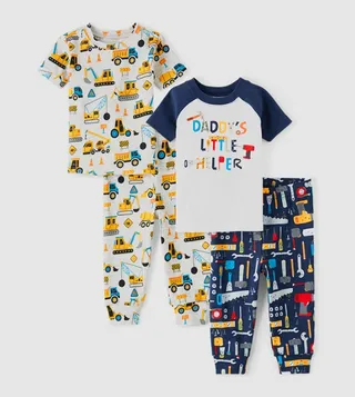 Pack of 2 Baby and Toddler Boys Construction Snug Fit Cotton Pyjama Sets