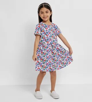 All Over Printed Fit and Flare Dress