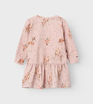 Printed Crew Neck Flounce Dress
