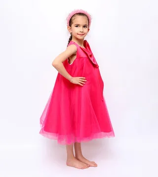 Bow Detail Tulle Party Dress