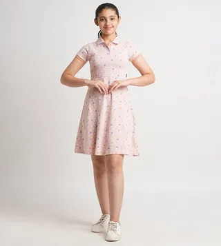Logo AOP Short Sleeves Polo Dress