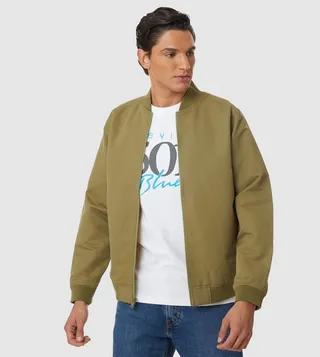 Ribbed Detailed Bayview Bomber Jacket