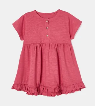 Solid Cotton Fit and Flare Dress