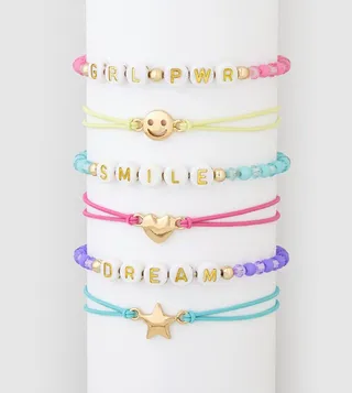 Pack of 6 Girls Letter Details Bracelets