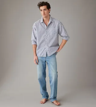 Everyday Poplin Striped Button-Up Shirt
