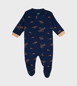 Printed Cotton Long Sleeves Sleepsuit