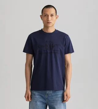 Tonal Archive Shield Logo Embossed T-Shirt