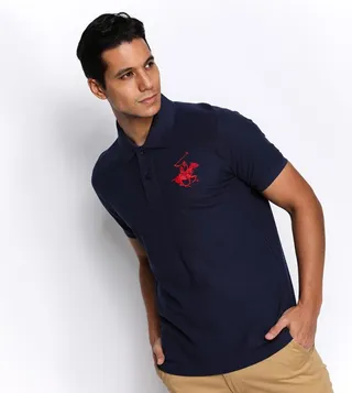 Plaited Collar & Cuff Honeycomb Core Polo - Blue