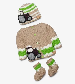 Sweater With Cap And Booties - Beige