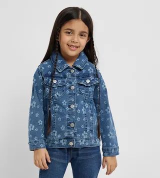 Printed Pocket Detail Denim Jacket