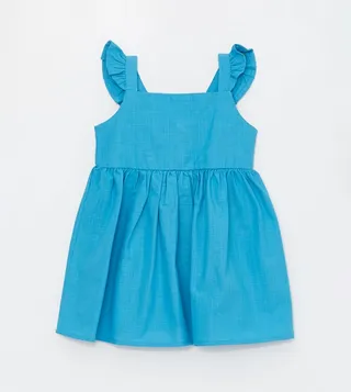 Solid Ruffle Sleeves Dress
