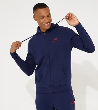 Logo Embroidered Full Zip Hoodie